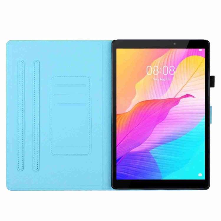 For Amazon Kindle Fire 7 2022 Painted Pattern Stitching Smart Leather Tablet Case(Blue Cat)