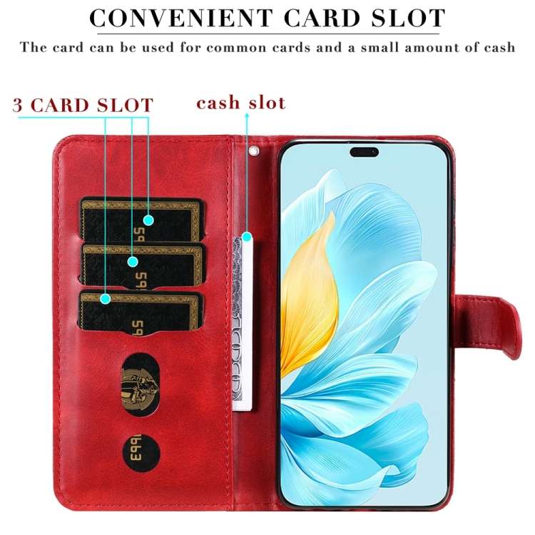 For Honor 200 Lite Global Fashion Calf Texture Zipper Leather Phone Case(Red)