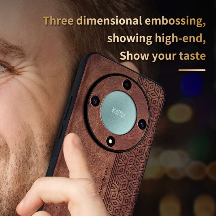 For Honor X9b AZNS 3D Embossed Skin Feel Phone Case(Brown)