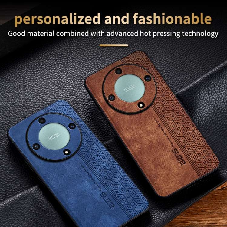 For Honor X9b AZNS 3D Embossed Skin Feel Phone Case(Brown)
