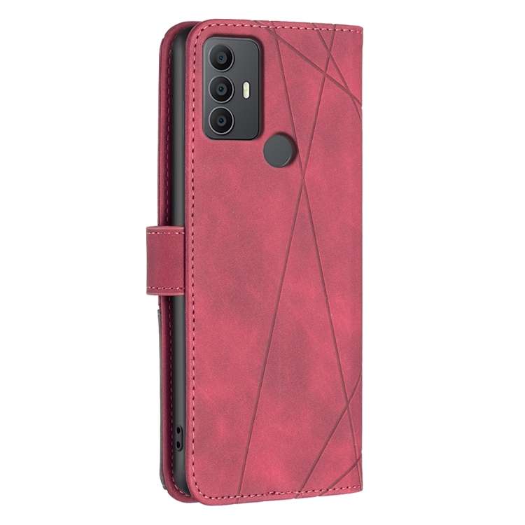 For TCL 305 / 306 / 30 SE Magnetic Buckle Rhombus Texture Leather Phone Case(Red)