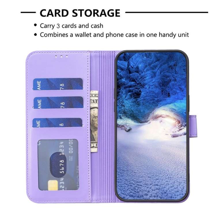 For vivo Y11 / Y12 / Y15 / Y17 Four-leaf Embossed Leather Phone Case(Purple)