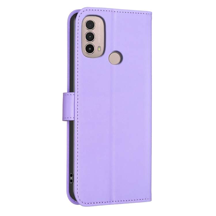 For Motorola Moto E40 / E30 Four-leaf Embossed Leather Phone Case(Purple)