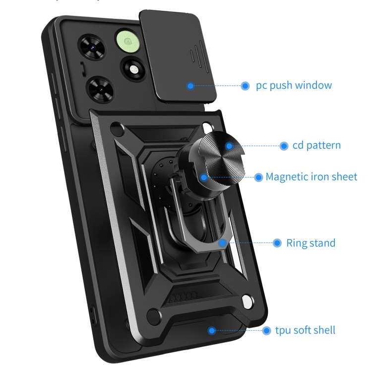 For Tecno Spark Go 2024 / Spark 20 Sliding Camera Cover Design TPU+PC Phone Case(Gold)