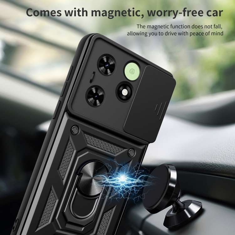 For Tecno Spark Go 2024 / Spark 20 Sliding Camera Cover Design TPU+PC Phone Case(Gold)