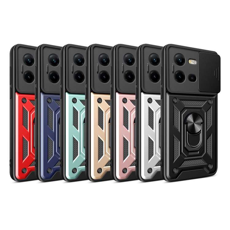 For vivo V25 5G/V25e 4G/X80 Lite 5G Sliding Camera Cover Design TPU+PC Phone Case(Rose Gold)