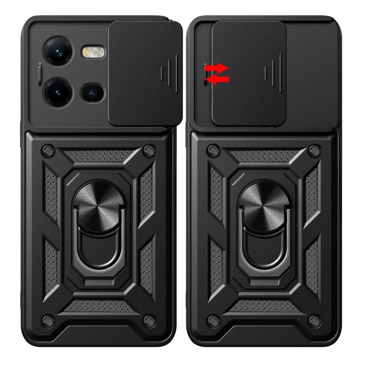 For vivo V25 5G/V25e 4G/X80 Lite 5G Sliding Camera Cover Design TPU+PC Phone Case(Rose Gold)