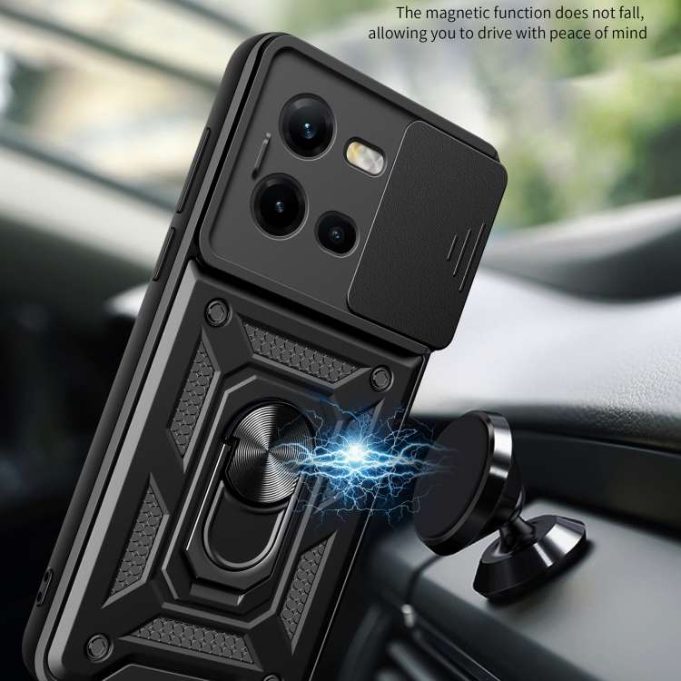 For vivo V25 5G/V25e 4G/X80 Lite 5G Sliding Camera Cover Design TPU+PC Phone Case(Rose Gold)