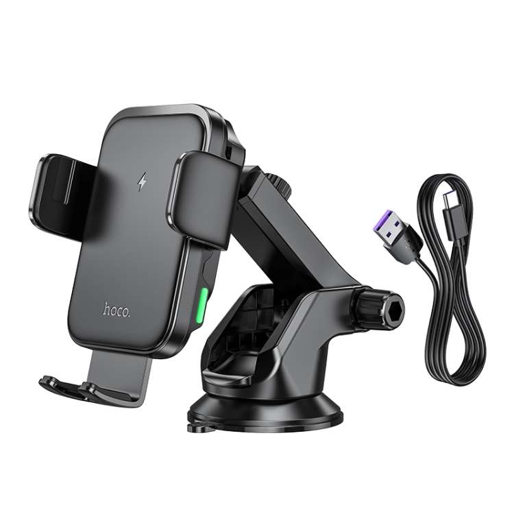 hoco HW11 Jenny Center Console Three-axis Linkage Wireless Fast Charging Car Holder(Black)