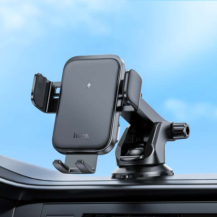 hoco HW11 Jenny Center Console Three-axis Linkage Wireless Fast Charging Car Holder(Black)