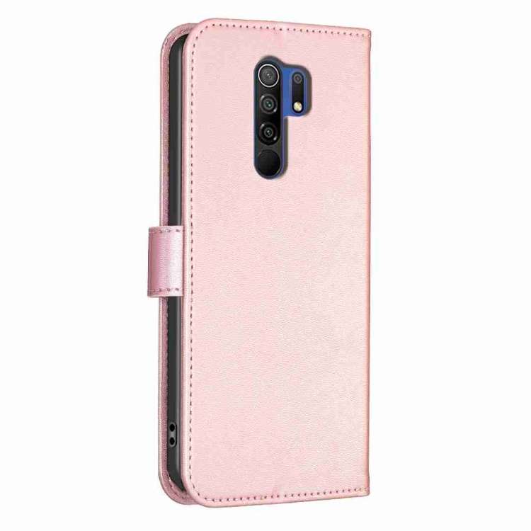 For Xiaomi Redmi 9 Four-leaf Embossed Leather Phone Case(Pink)