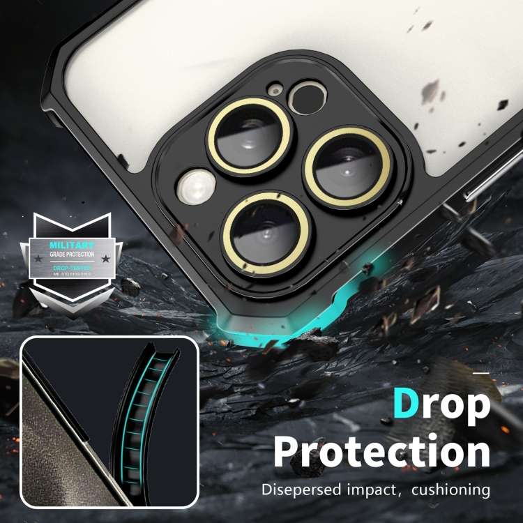 For iPhone 11 Shockproof Acrylic Phone Case with Lens Glass Film(Black)