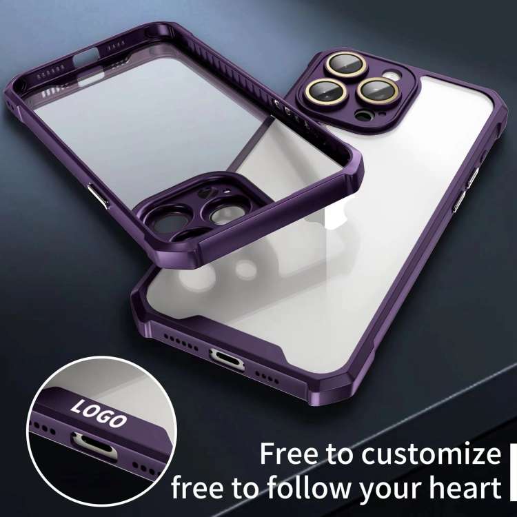 For iPhone 11 Shockproof Acrylic Phone Case with Lens Glass Film(Purple)
