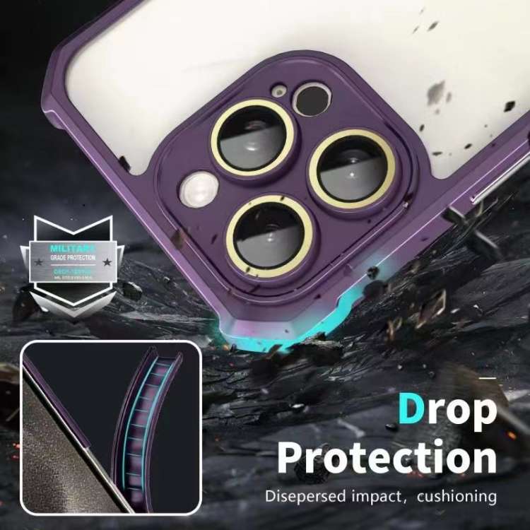 For iPhone 11 Shockproof Acrylic Phone Case with Lens Glass Film(Purple)