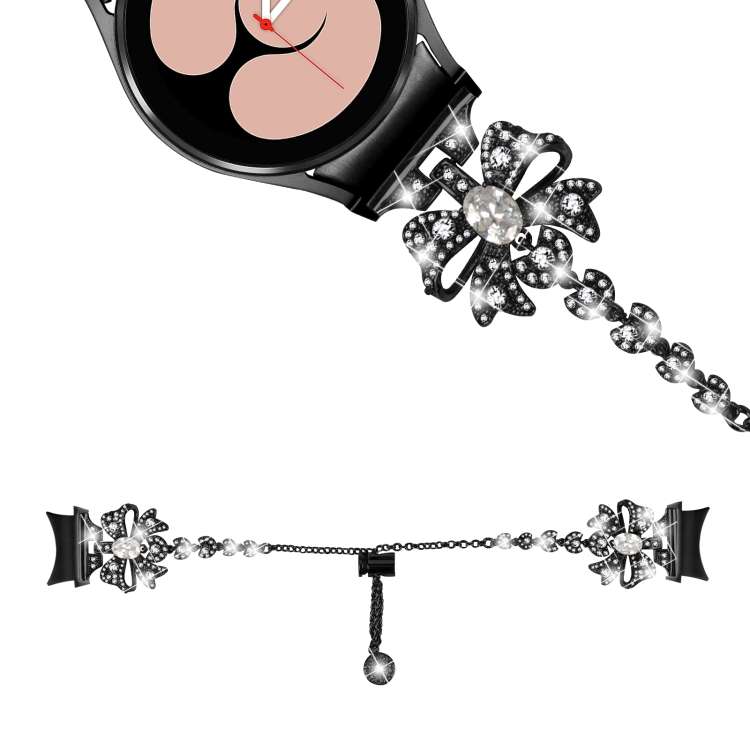 For Samsung Galaxy Watch6 / 6 Classic Bowknot Glitter Diamond Bracelet Watch Band(Black)