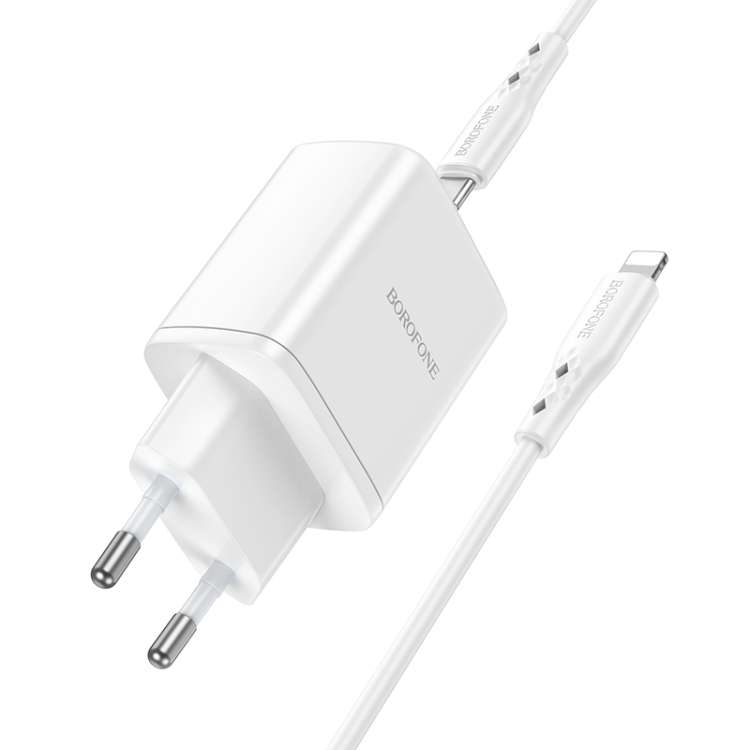 Borofone BN9 Reacher PD 35W USB-C / Type-C Dual Ports Charger Set with Type-C to 8 Pin Cable, EU Plu
