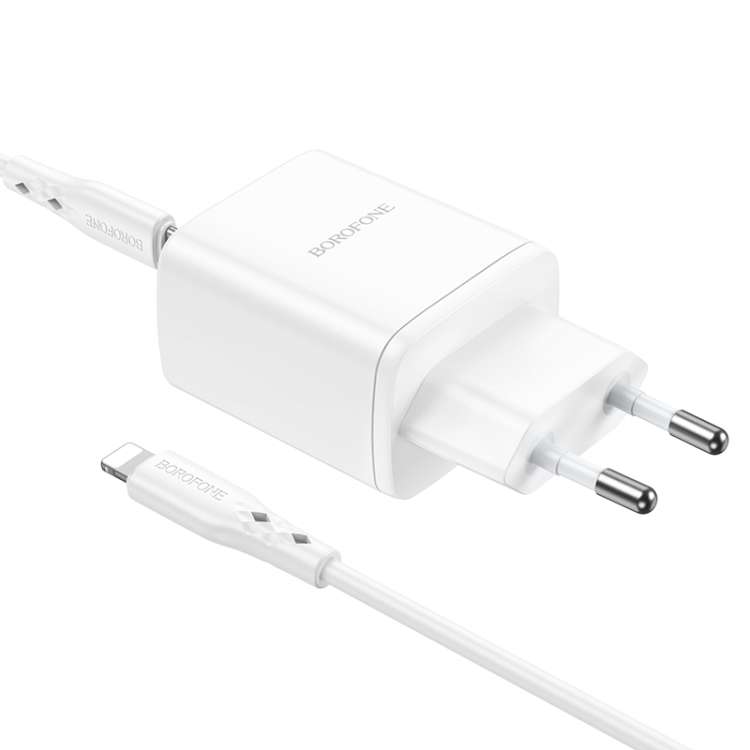 Borofone BN9 Reacher PD 35W USB-C / Type-C Dual Ports Charger Set with Type-C to 8 Pin Cable, EU Plu