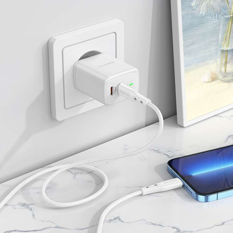 Borofone BN9 Reacher PD 35W USB-C / Type-C Dual Ports Charger Set with Type-C to 8 Pin Cable, EU Plu