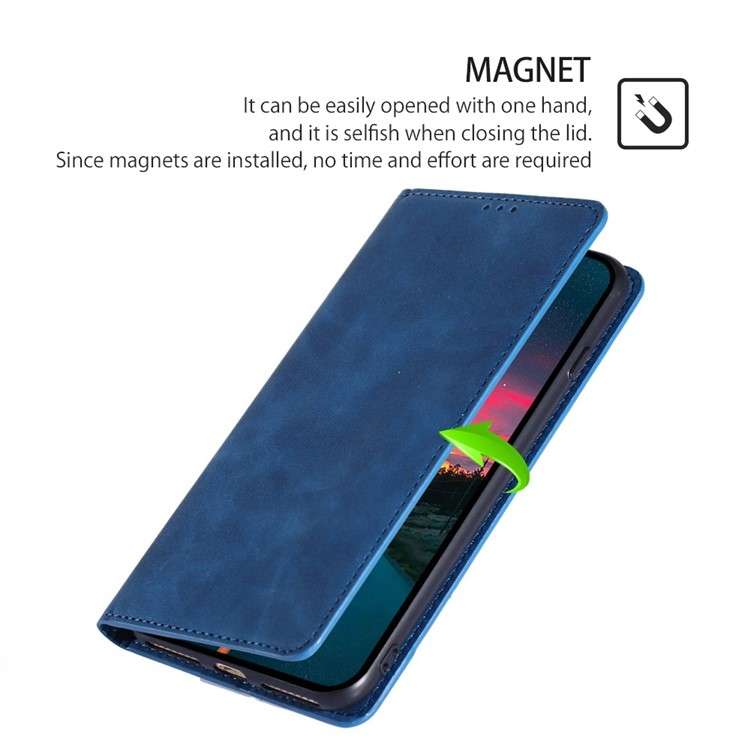 For Realme GT5 Pro 5G Skin Feel Magnetic Leather Phone Case(Blue)