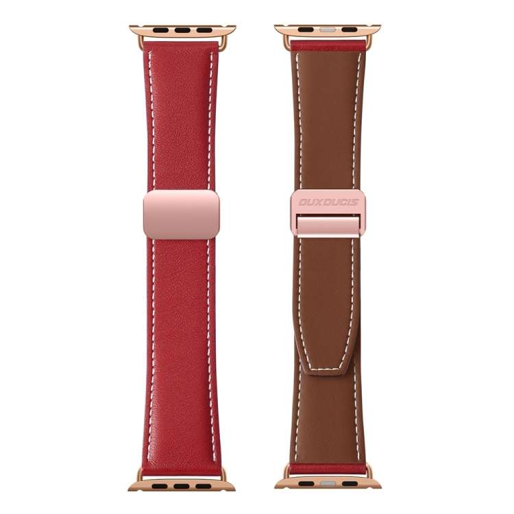 For Apple Watch Ultra 2 49mm DUX DUCIS YA Series Magnetic Buckle Genuine Leather Watch Band(Red)