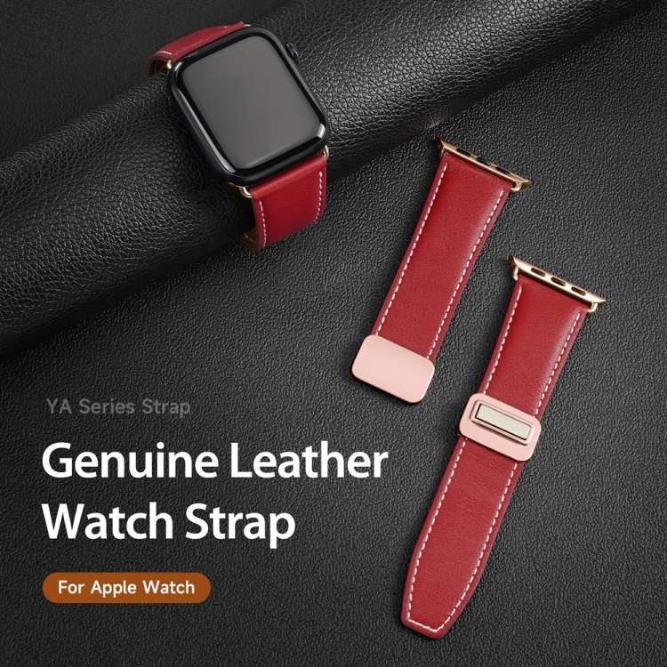 For Apple Watch Ultra 2 49mm DUX DUCIS YA Series Magnetic Buckle Genuine Leather Watch Band(Red)