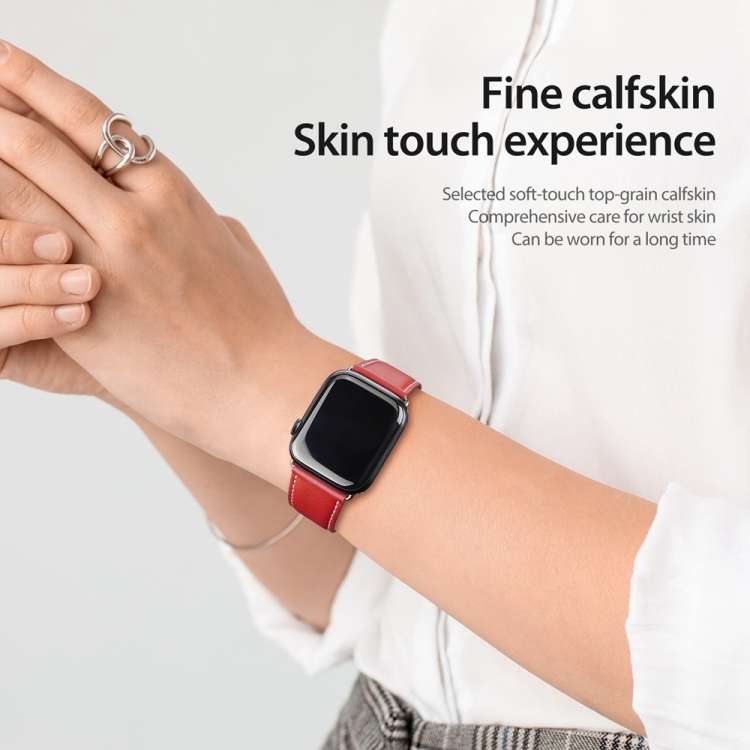 For Apple Watch Ultra 2 49mm DUX DUCIS YA Series Magnetic Buckle Genuine Leather Watch Band(Red)