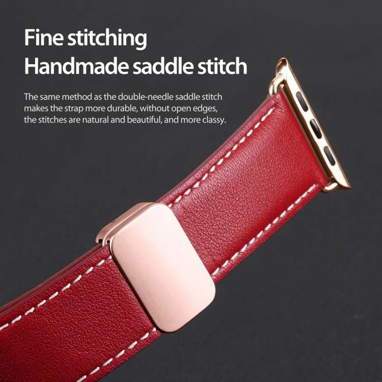 For Apple Watch Ultra 2 49mm DUX DUCIS YA Series Magnetic Buckle Genuine Leather Watch Band(Red)