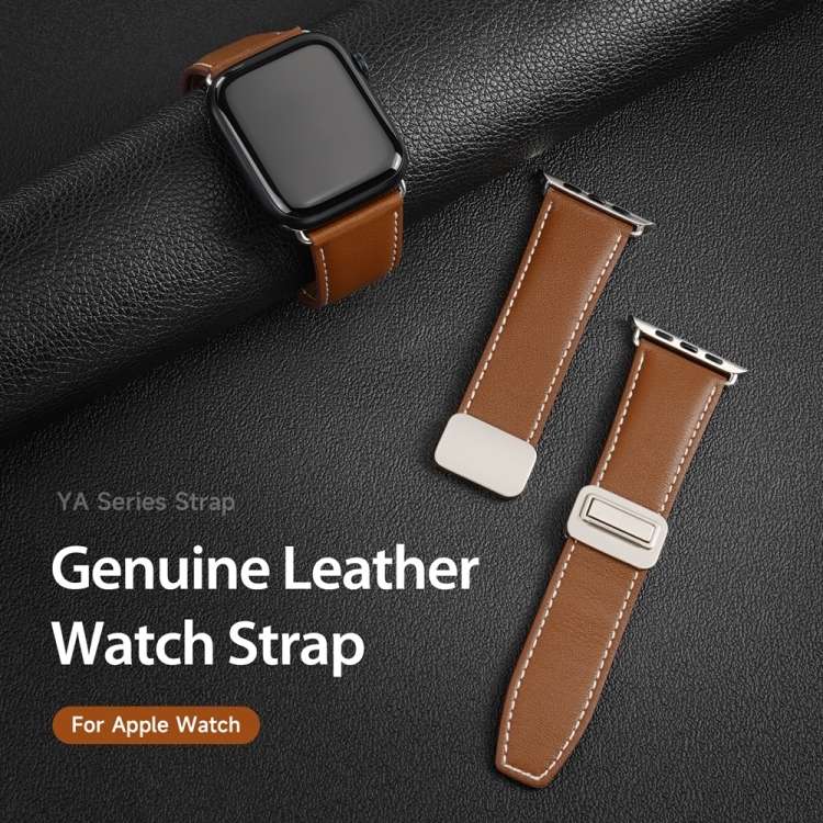 For Apple Watch SE 40mm DUX DUCIS YA Series Magnetic Buckle Genuine Leather Watch Band(Brown)