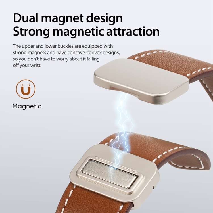 For Apple Watch SE 40mm DUX DUCIS YA Series Magnetic Buckle Genuine Leather Watch Band(Brown)