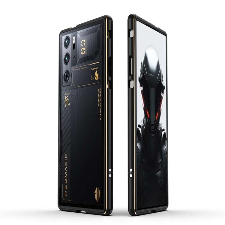 For ZTE nubia Red Magic 9 Pro/9 Pro+ Aurora Series Metal Frame Phone Case(Black Yellow)