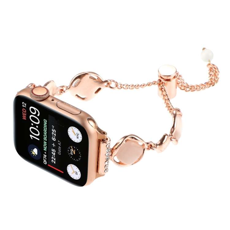 For Apple Watch SE 40mm Shell Metal Chain Bracelet Watch Band(Rose Gold)