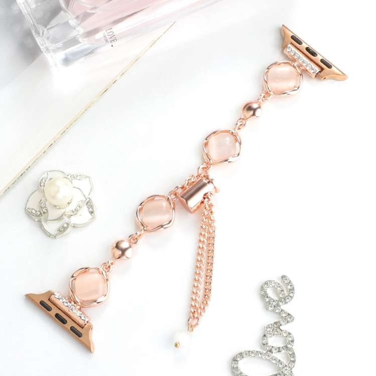 For Apple Watch SE 40mm Shell Metal Chain Bracelet Watch Band(Rose Gold)