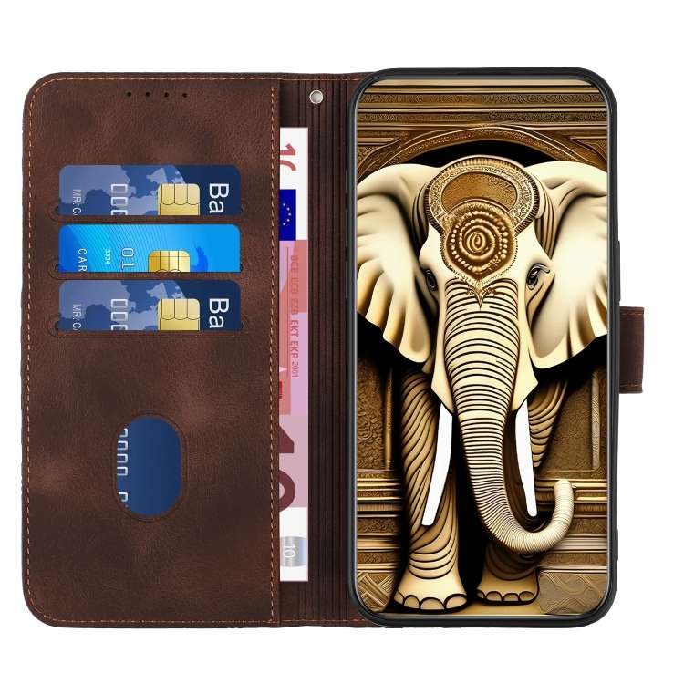 For Xiaomi Redmi Note 12 4G Global YX0060 Elephant Head Embossed Phone Leather Case with Lanyard(Cof