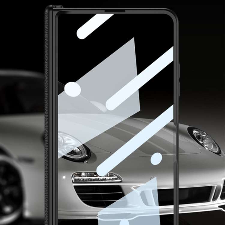 For Honor Magic V2 GKK Integrated Magnetic Hinge Flip Leather Phone Case with Holder(Carbon Fibre)