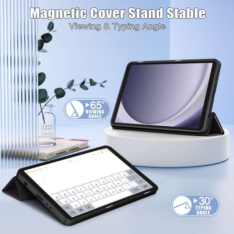 For Samsung Galaxy Tab A9 Acrylic 3-folding Painted Leather Tablet Case(Big Eyes ME)