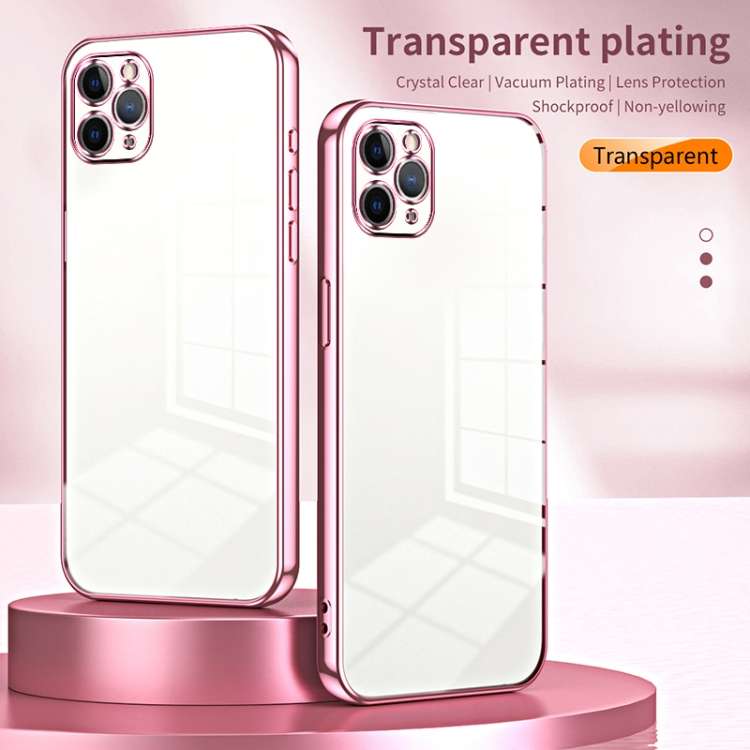 For iPhone 11 Pro Max Transparent Plating Fine Hole Phone Case(Gold)