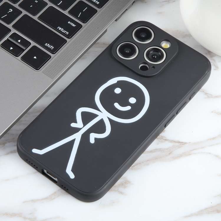 For iPhone 11 Pro Max Stickman Pattern Liquid Silicone Phone Case(Black)