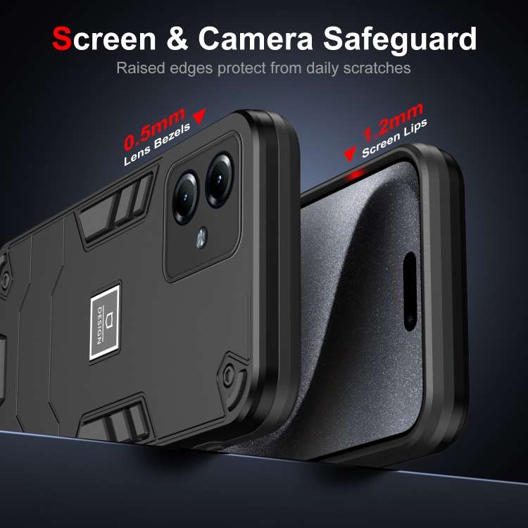 For Motorola Moto G14 2 in 1 Shockproof Phone Case(Black)