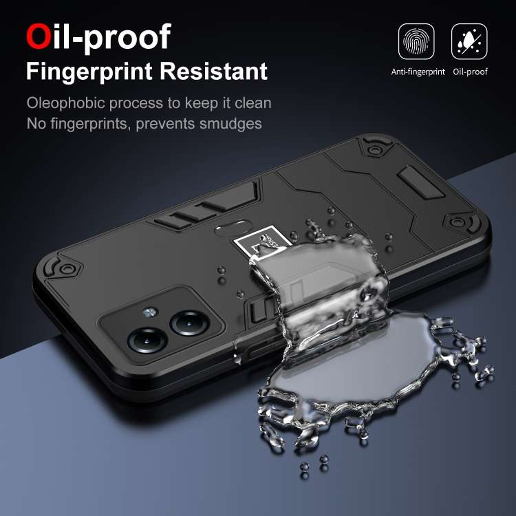 For Motorola Moto G14 2 in 1 Shockproof Phone Case(Black)