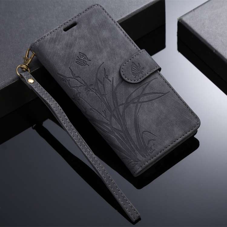 For Google Pixel 7a Orchid Butterfly Embossed Leather Phone Case(Black)