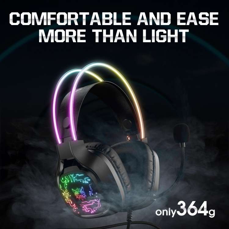 ONIKUMA X22 USB + 3.5mm Colorful Light Wired Gaming Headset with Mic, Cable length: 1.8m(Black)