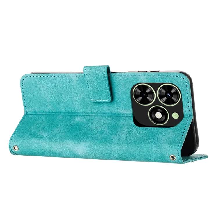 For Infinix Smart 8 Dream Triangle Leather Phone Case with Long  Lanyard(Green)