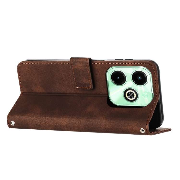 For Infinix Hot 40i Dream Triangle Leather Phone Case with Long  Lanyard(Brown)