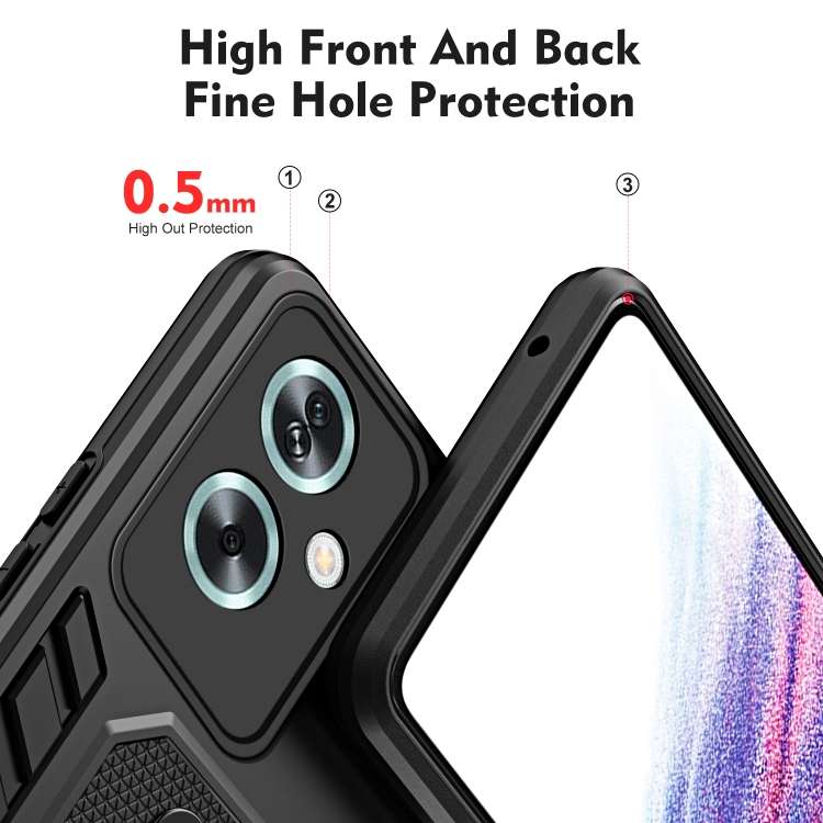 For OPPO A79 5G Variety Brave Armor Finger Loop Holder Phone Case(Black)