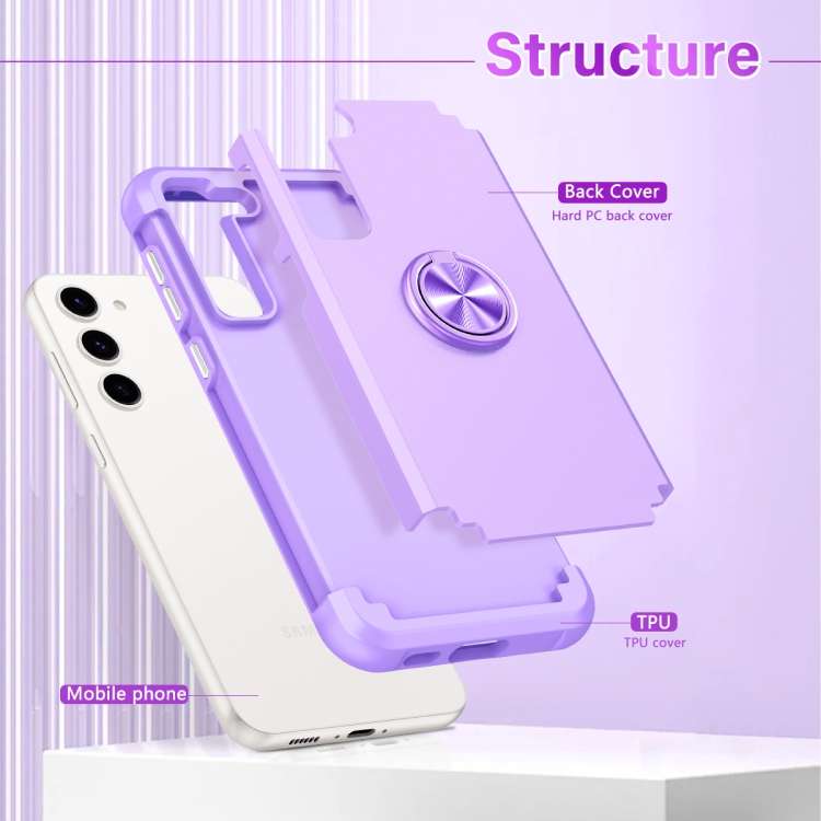 For Samsung Galaxy S23 5G L2 Rotating Ring Holder Magnetic Phone Case(Light Purple)