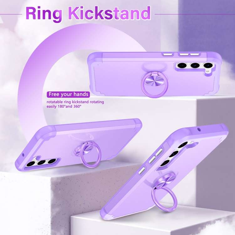 For Samsung Galaxy S23 5G L2 Rotating Ring Holder Magnetic Phone Case(Light Purple)