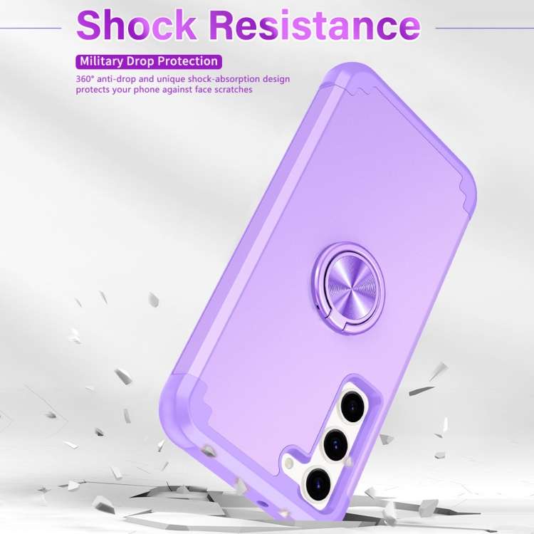 For Samsung Galaxy S23 5G L2 Rotating Ring Holder Magnetic Phone Case(Light Purple)