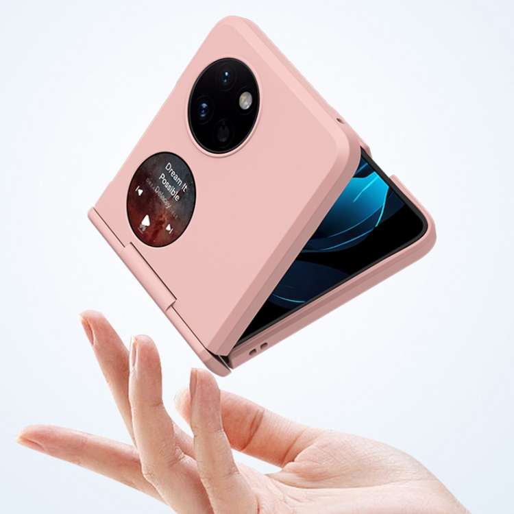 For Huawei P50 Pocket PC Skin Feel Integrated Foldable Mid Shaft Phone Case(Rose Red)