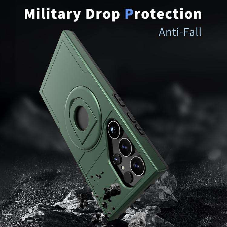For Samsung Galaxy S24 Ultra 5G MagSafe Ring Holder Armor Phone Case(Deep Green)