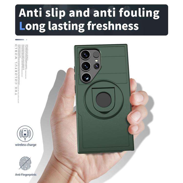 For Samsung Galaxy S24 Ultra 5G MagSafe Ring Holder Armor Phone Case(Deep Green)